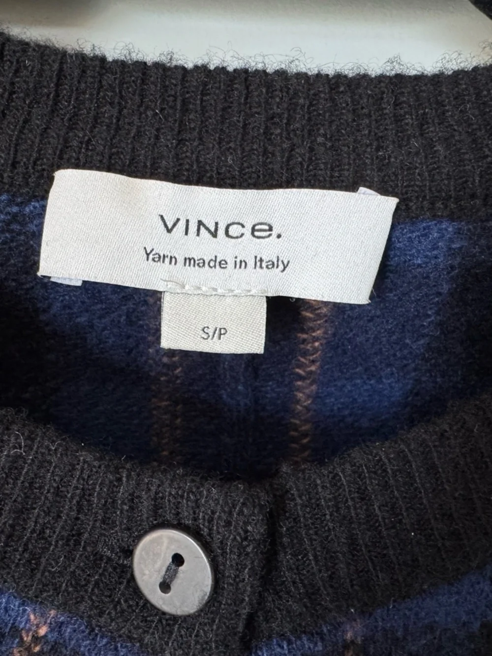 Vince Plaid Wool Cashmere Cardigan Boxy Crop S